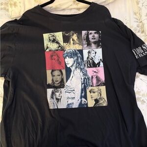 Black Graphic T-Shirt with Collage Design